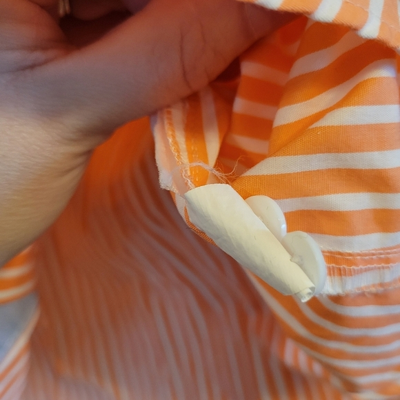 Orvis Orange White Striped Long Sleeve Button Up Shirt - Picture 5 of 7